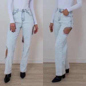 NWT Rhinestone Fringe Detail Jeans